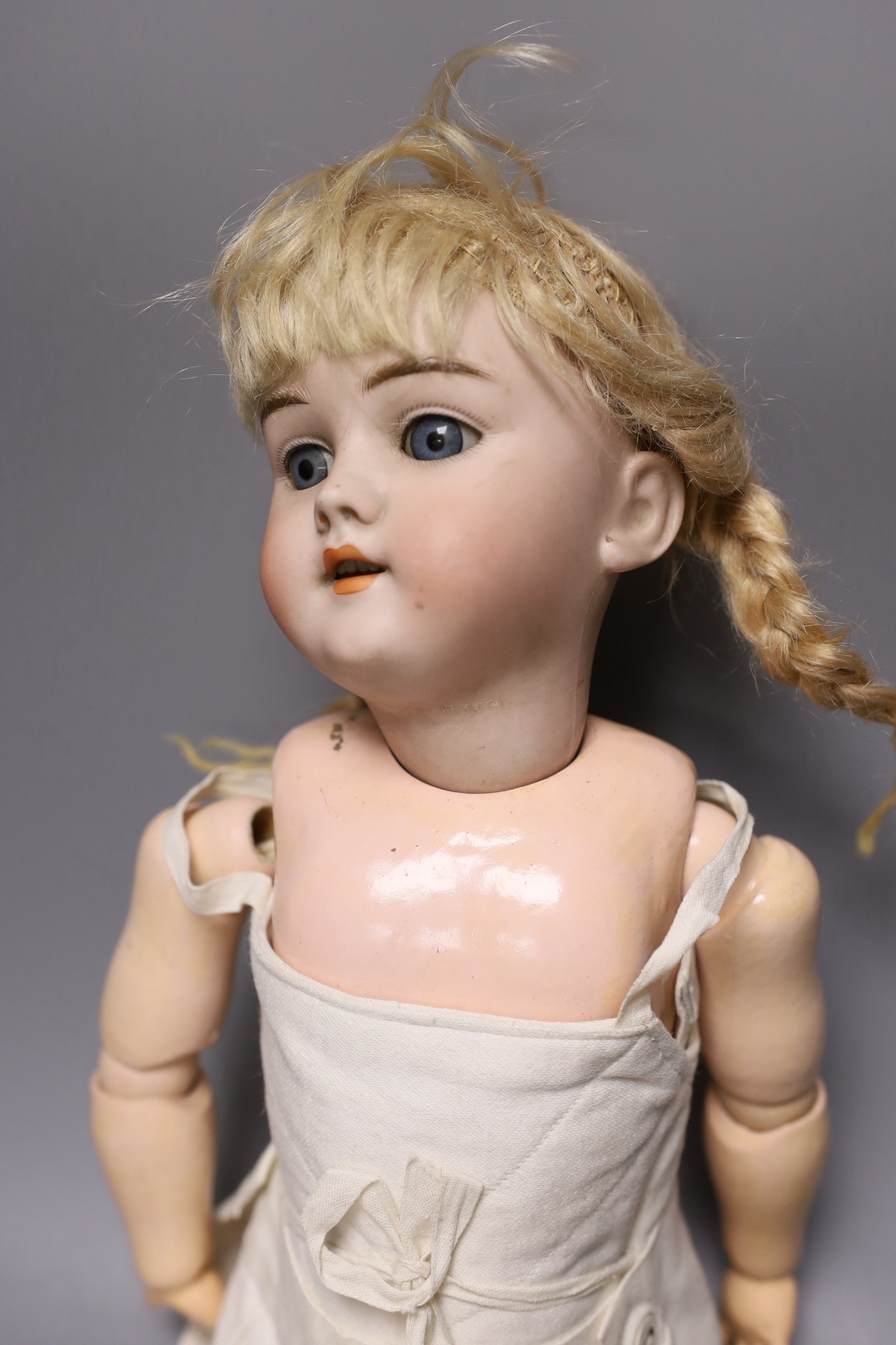 Handwerk doll 119, pierced ears, original wig, 50cm